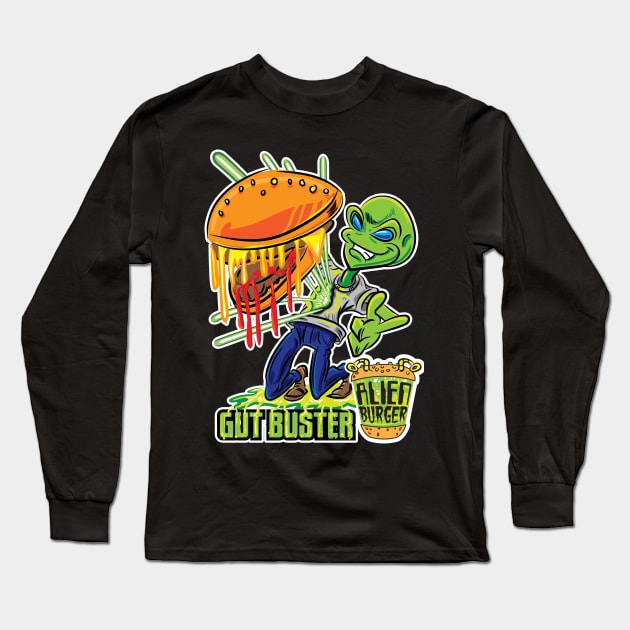 Alien Burger Gut Buster Long Sleeve T-Shirt by eShirtLabs